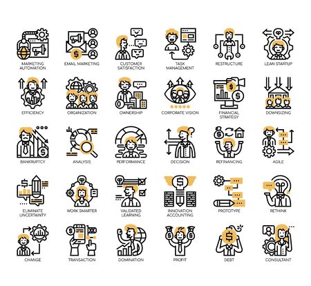 Set of business optimization thin line and pixel perfect icons for any web and app project.のイラスト素材