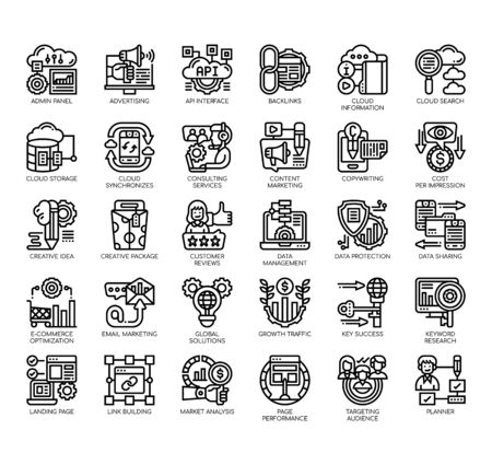 Set of seo thin line and pixel perfect icons for any web and app project.のイラスト素材