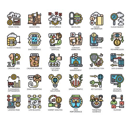 Set of seo thin line and pixel perfect icons for any web and app project.のイラスト素材
