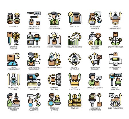 Set of product management thin line and pixel perfect icons for any web and app project.のイラスト素材