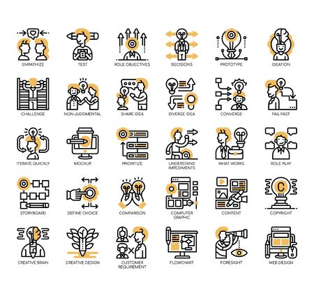 Set of design thinking thin line and pixel perfect icons for any web and app project.のイラスト素材