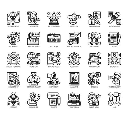 Set of journalist thin line and pixel perfect icons for any web and app project.のイラスト素材