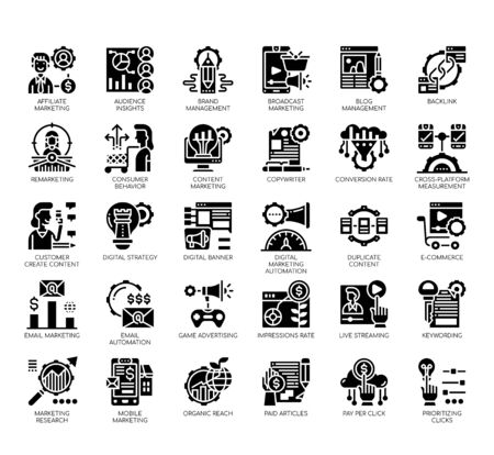 Set of digital marketing thin line and pixel perfect icons for any web and app project.のイラスト素材