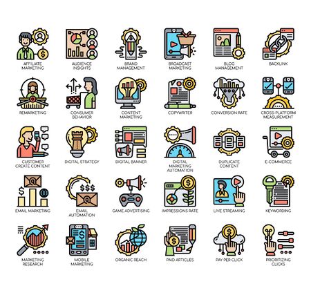 Set of digital marketing thin line and pixel perfect icons for any web and app project.のイラスト素材