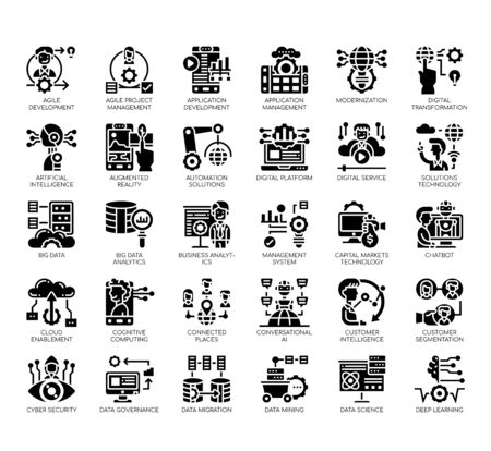 Set of digital economy thin line and pixel perfect icons for any web and app project.のイラスト素材
