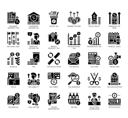 Set of taxation thin line and pixel perfect icons for any web and app project.のイラスト素材
