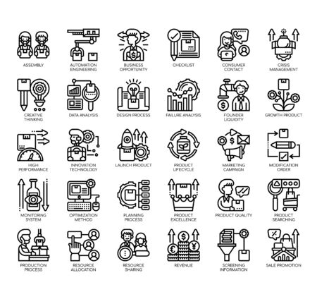 Set of product management thin line and pixel perfect icons for any web and app project.のイラスト素材