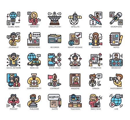Set of journalist thin line and pixel perfect icons for any web and app project.のイラスト素材