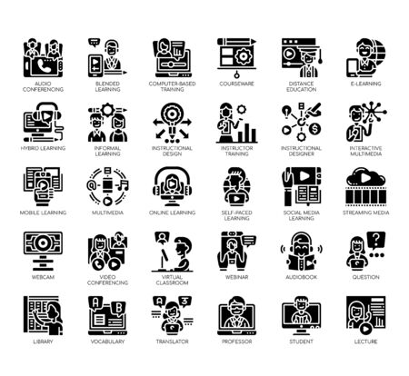 Set of online learning thin line and pixel perfect icons for any web and app project.のイラスト素材