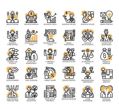 Set of business strategy thin line and pixel perfect icons for any web and app project.のイラスト素材
