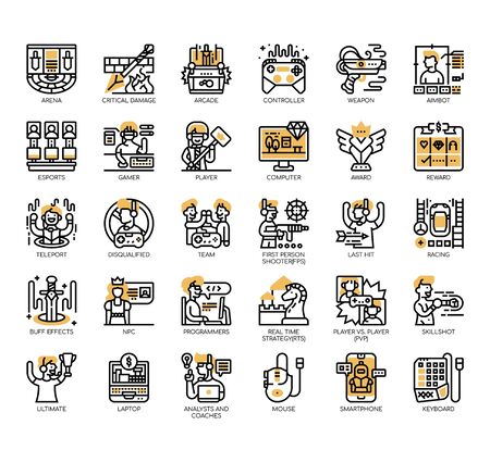 Set of esport thin line and pixel perfect icons for any web and app project.のイラスト素材