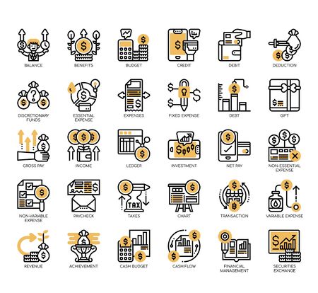 Set of money management thin line and pixel perfect icons for any web and app project.のイラスト素材