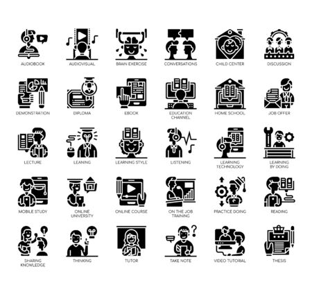 Set of learning thin line and pixel perfect icons for any web and app project.のイラスト素材