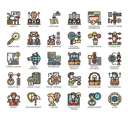 Set of project management thin line and pixel perfect icons for any web and app project.のイラスト素材
