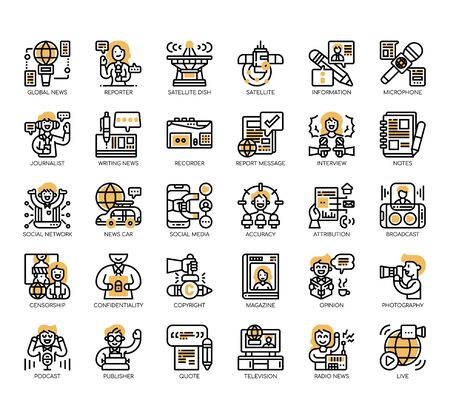 Set of journalist thin line and pixel perfect icons for any web and app project.のイラスト素材