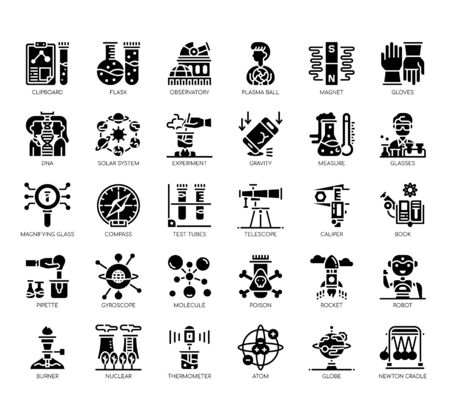 Set of science thin line and pixel perfect icons for any web and app project.のイラスト素材