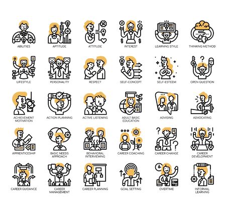 Set of career advancement thin line and pixel perfect icons for any web and app project.のイラスト素材
