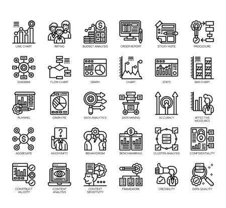 Set of research and analysis thin line and pixel perfect icons for any web and app project.のイラスト素材