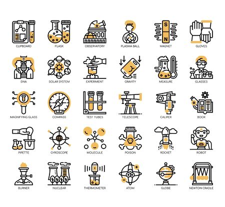 Set of science thin line and pixel perfect icons for any web and app project.のイラスト素材