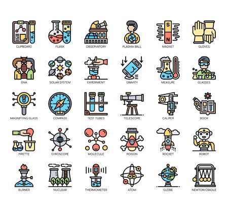 Set of science thin line and pixel perfect icons for any web and app project.のイラスト素材