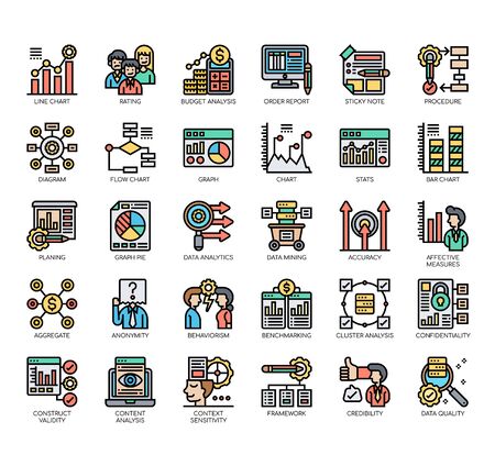 Set of research and analysis thin line and pixel perfect icons for any web and app project.のイラスト素材