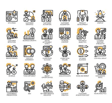 Set of growth hacking thin line and pixel perfect icons for any web and app project.のイラスト素材