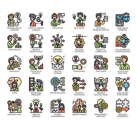 Set of creative learning thin line and pixel perfect icons for any web and app project.のイラスト素材