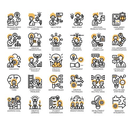 Set of creative learning thin line and pixel perfect icons for any web and app project.のイラスト素材