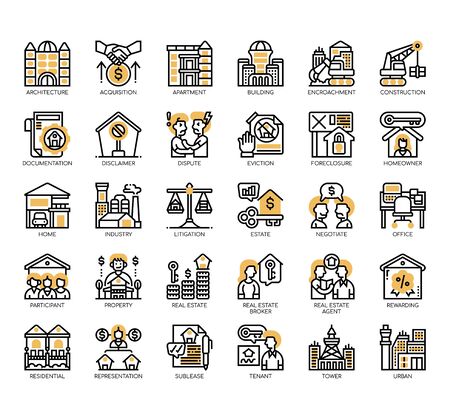 Set of real estate thin line and pixel perfect icons for any web and app project.のイラスト素材