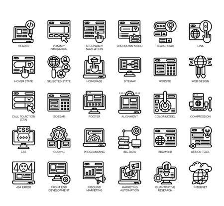 Set of web design thin line and pixel perfect icons for any web and app project.のイラスト素材