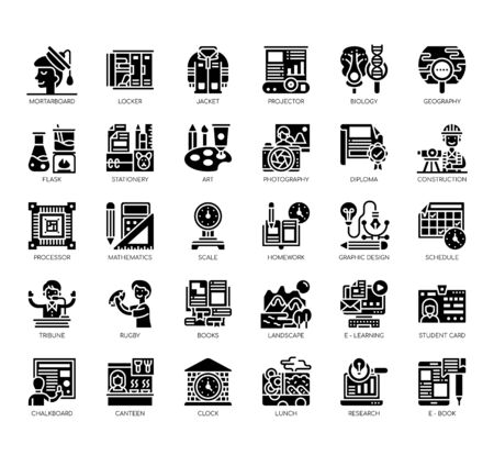 Set of college thin line and pixel perfect icons for any web and app project.のイラスト素材