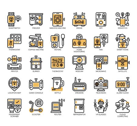 Set of internet of things thin line and pixel perfect icons for any web and app project.のイラスト素材