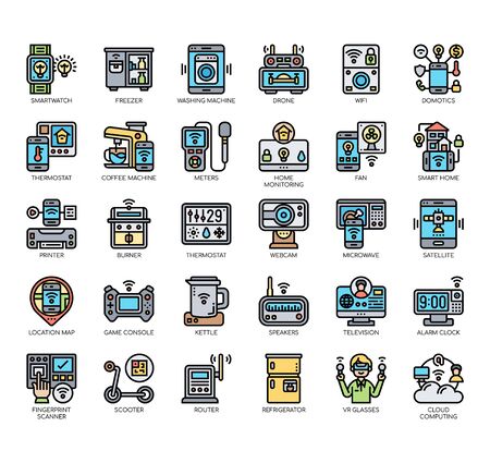 Set of internet of things thin line and pixel perfect icons for any web and app project.のイラスト素材