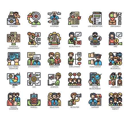 Set of job recruitment thin line and pixel perfect icons for any web and app project.のイラスト素材