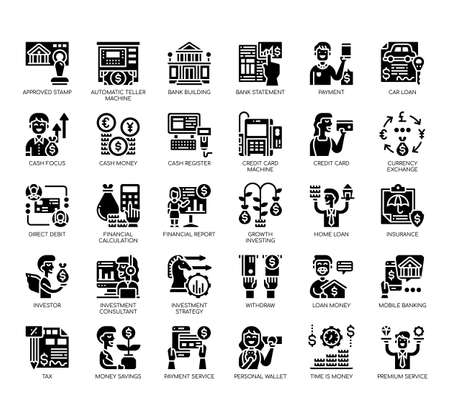 Set of banking thin line and pixel perfect icons for any web and app project.のイラスト素材