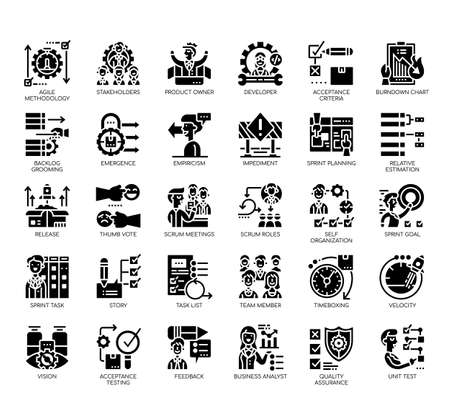 Set of agile methodology thin line and pixel perfect icons for any web and app project.のイラスト素材