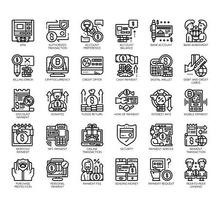 Set of payment thin line and pixel perfect icons for any web and app project.のイラスト素材