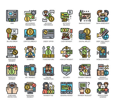 Set of payment thin line and pixel perfect icons for any web and app project.のイラスト素材