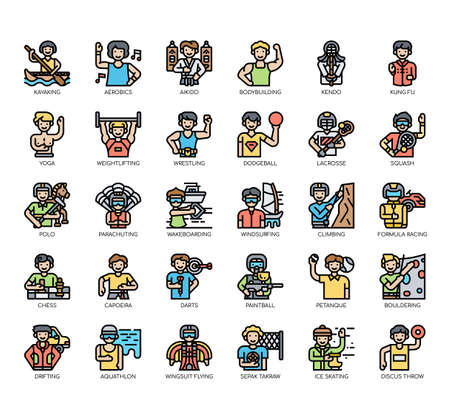 Set of male sport thin line and pixel perfect icons for any web and app project.のイラスト素材