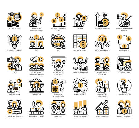 Set of business management thin line and pixel perfect icons for any web and app project.のイラスト素材