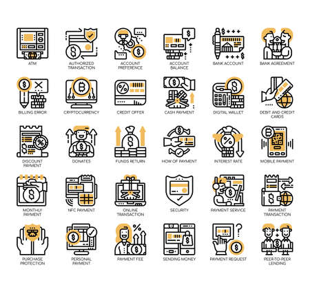 Set of payment thin line and pixel perfect icons for any web and app project.のイラスト素材