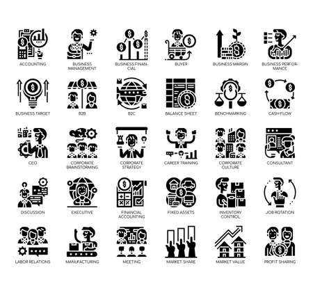 Set of business management thin line and pixel perfect icons for any web and app project.のイラスト素材