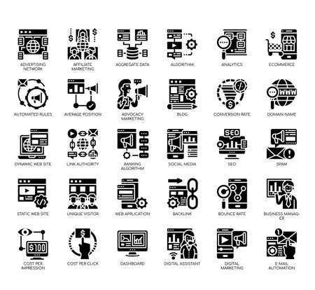 Set of online marketing thin line and pixel perfect icons for any web and app project.のイラスト素材
