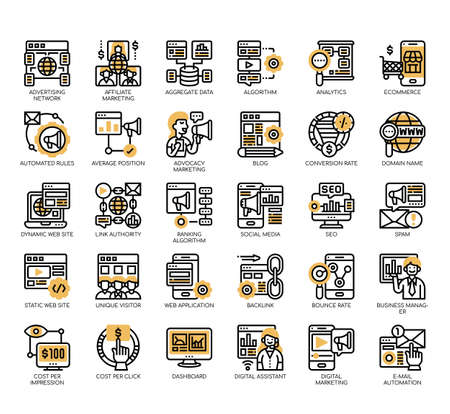 Set of online marketing thin line and pixel perfect icons for any web and app project.のイラスト素材