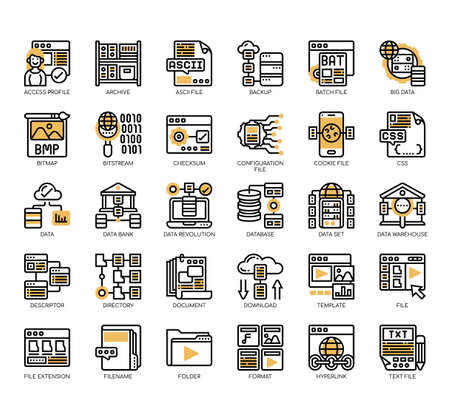 Set of file and document thin line and pixel perfect icons for any web and app project.のイラスト素材