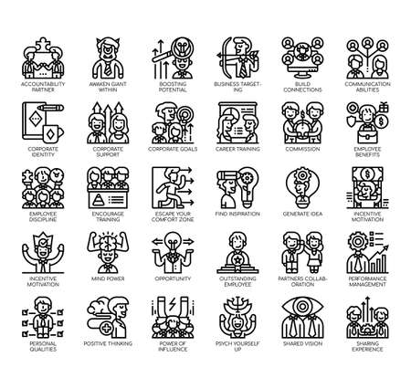 Set of business motivation thin line and pixel perfect icons for any web and app project.のイラスト素材
