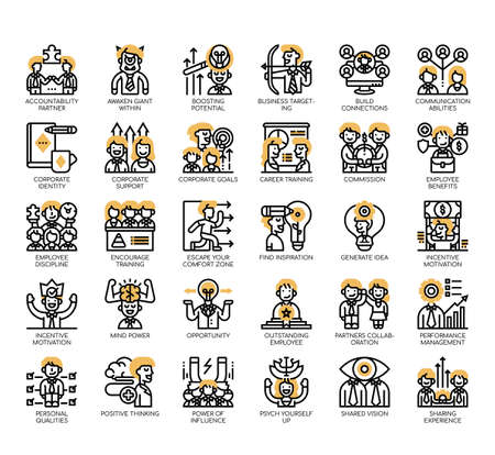 Set of business motivation thin line and pixel perfect icons for any web and app project.のイラスト素材