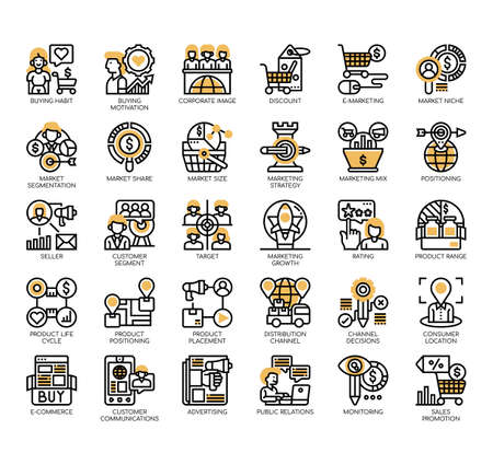 Set of marketing strategy thin line and pixel perfect icons for any web and app project.のイラスト素材