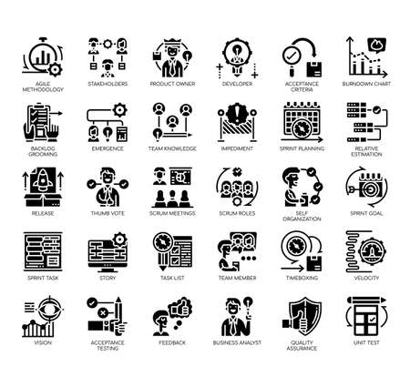 Set of agile methodology thin line and pixel perfect icons for any web and app project.のイラスト素材