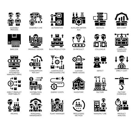 Set of industrial process thin line and pixel perfect icons for any web and app project.のイラスト素材
